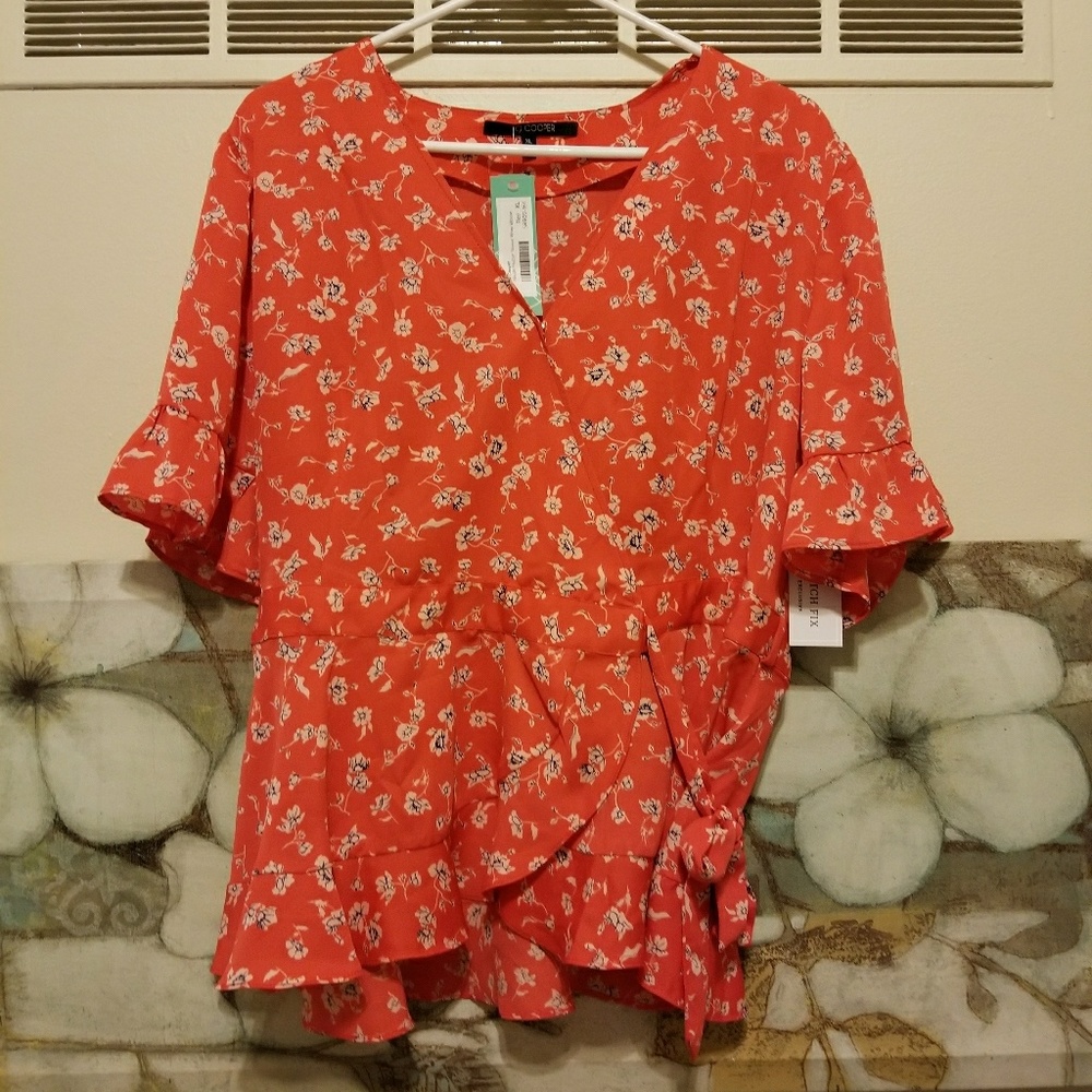 19 Cooper Nicole flutter sleeve wrap blouse NWT XL